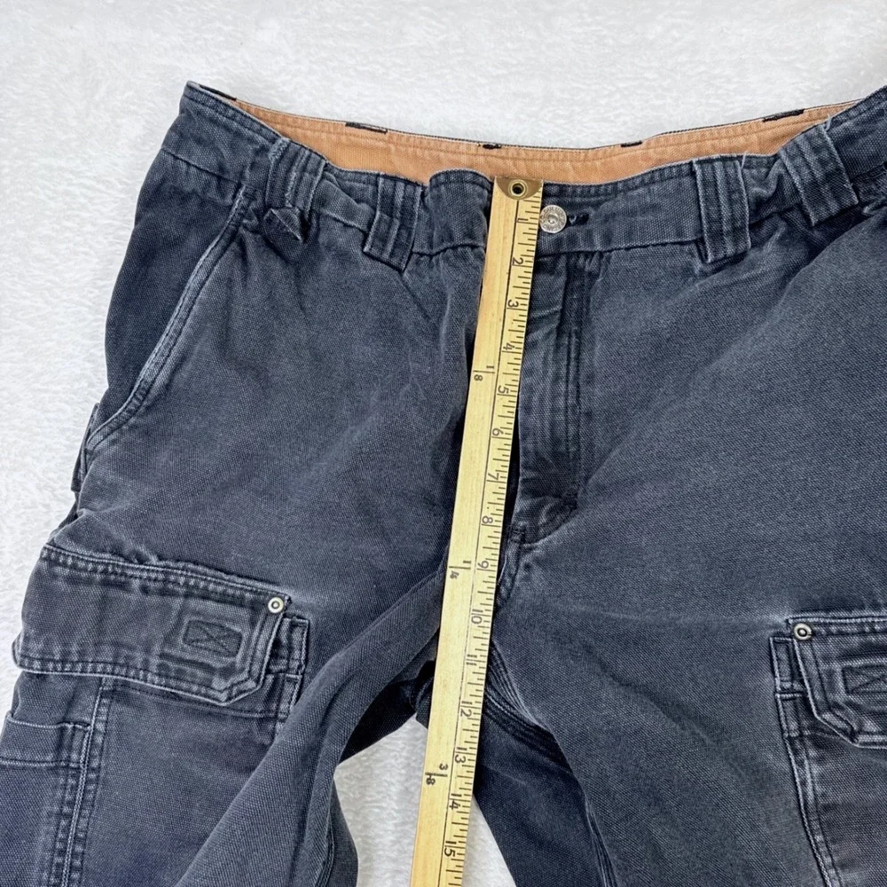 Duluth Trading Co Mens 42x32 Black Fire Hose Cargo Work Pants Faded Actual 39x29